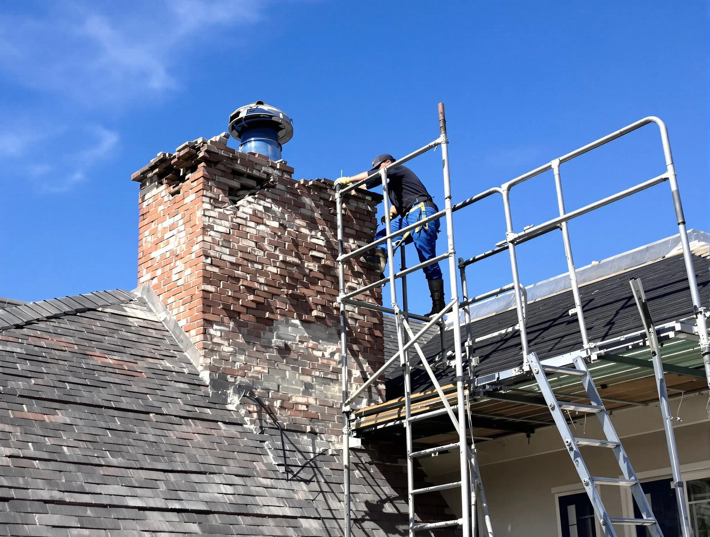 Rebuilding a chimney structure by Bessemer Chimney Sweep in Bessemer, AL