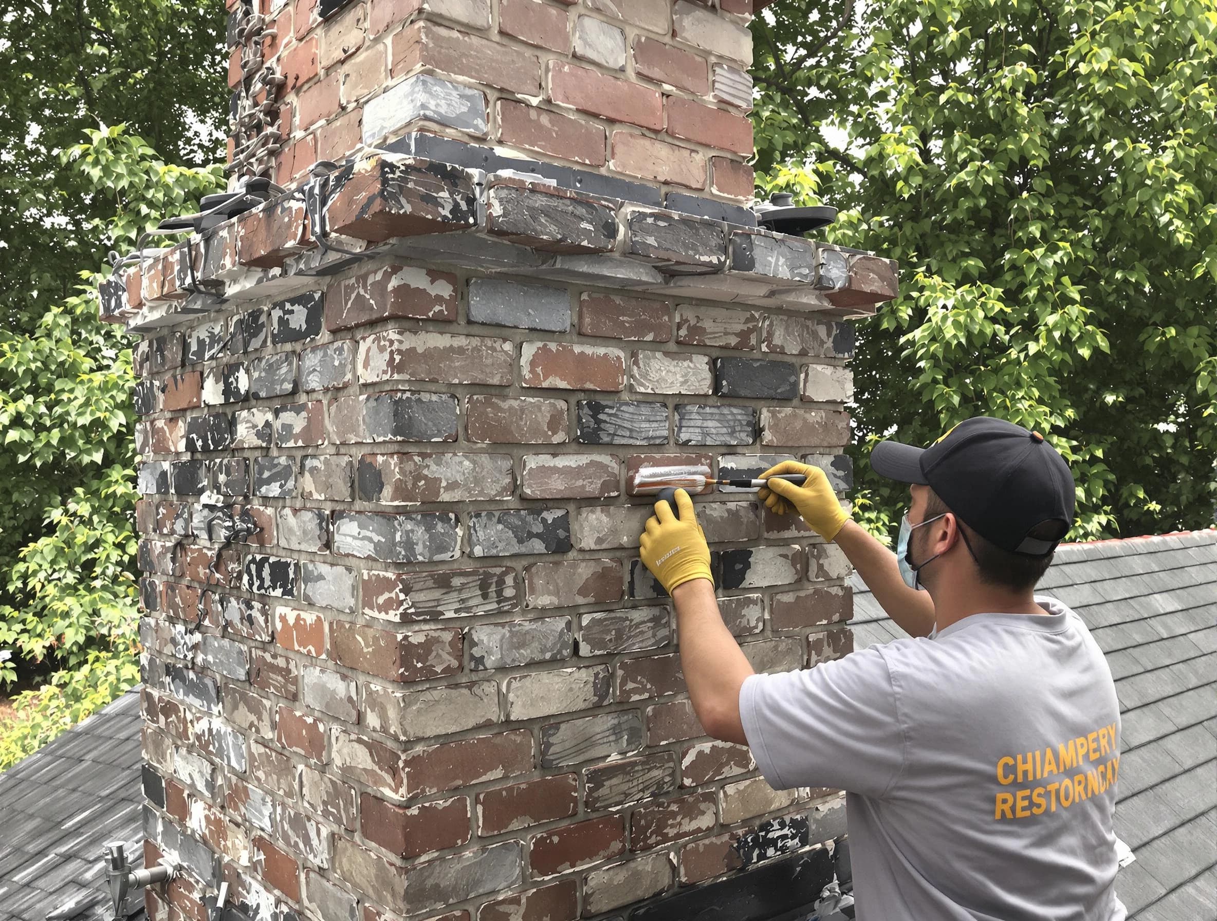 In-progress chimney restoration by Bessemer Chimney Sweep in Bessemer, AL