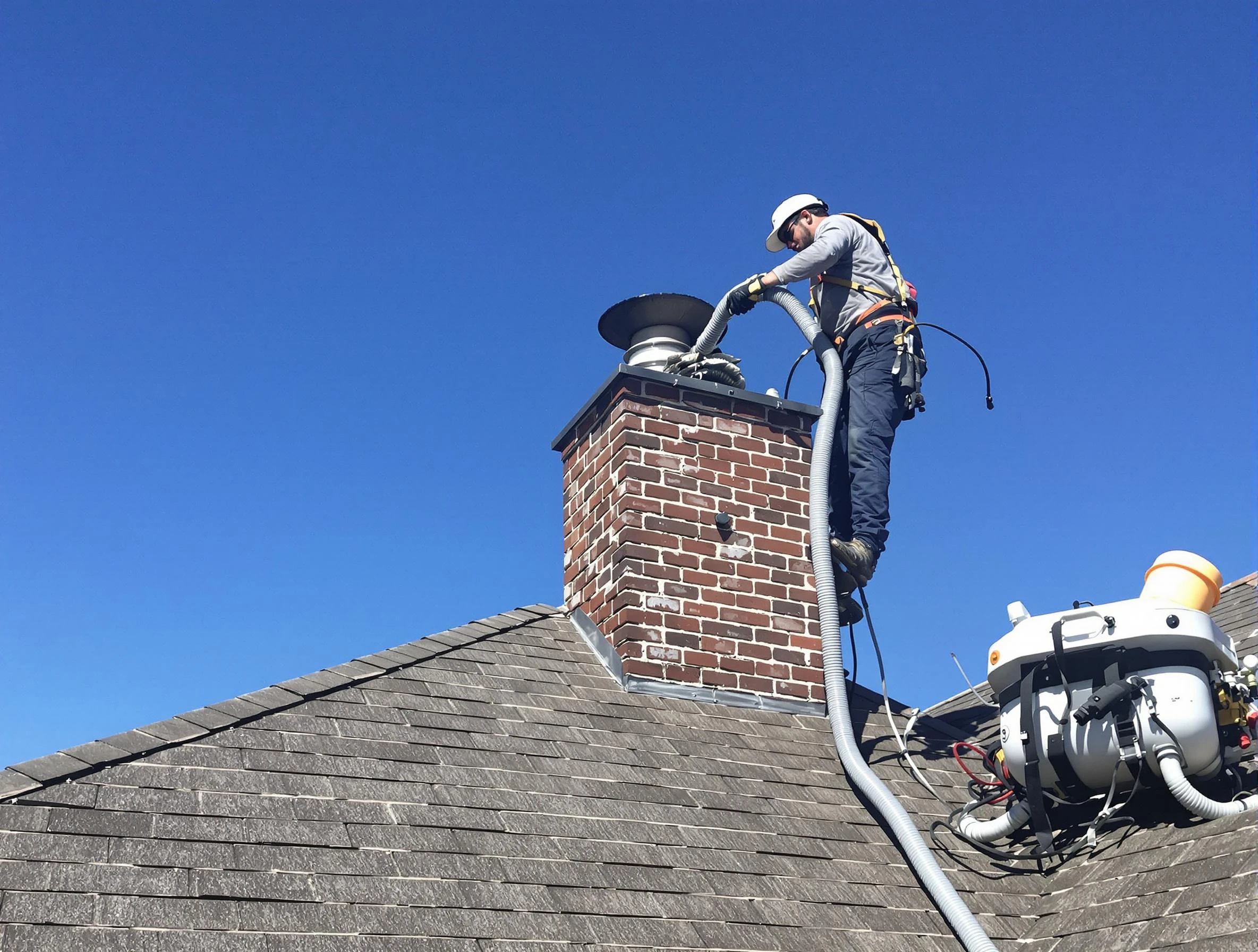 Dedicated Bessemer Chimney Sweep team member cleaning a chimney in Bessemer, AL