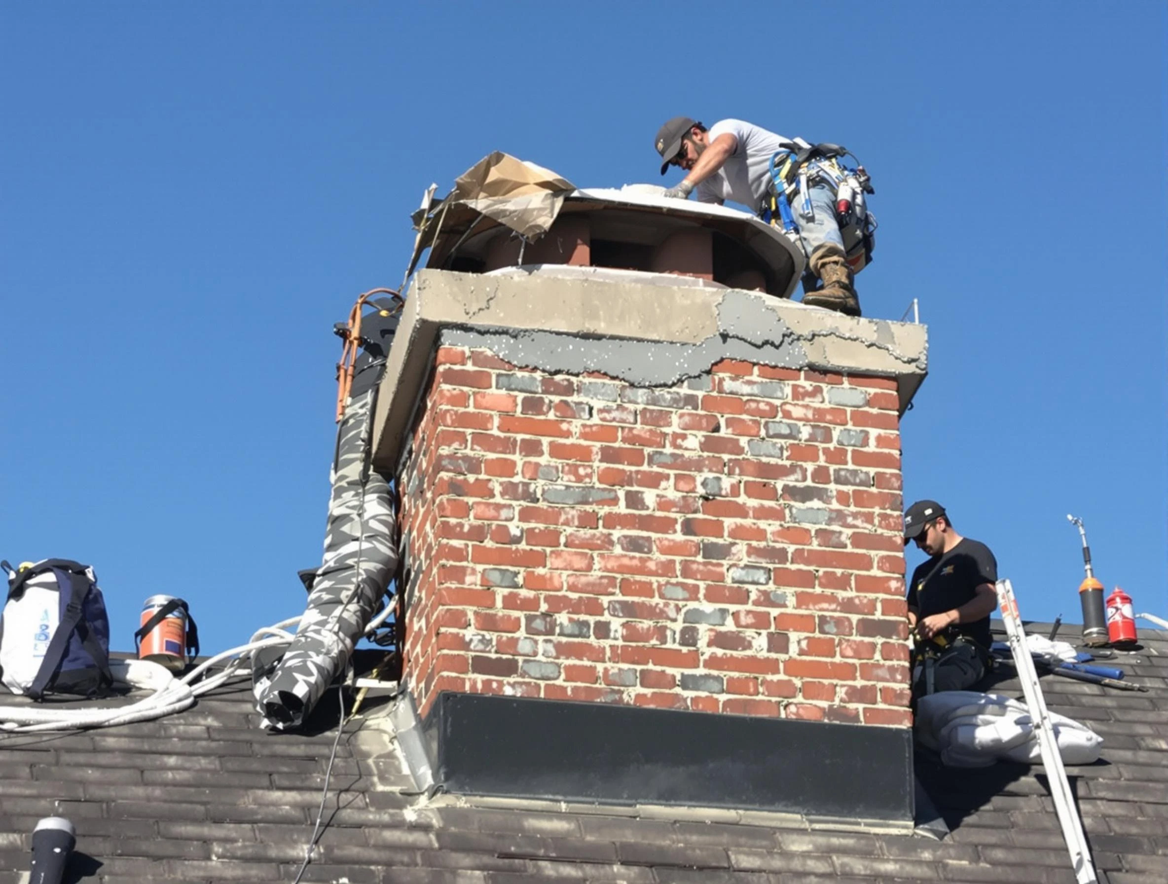 Bessemer Chimney Sweep installing a custom chimney crown in Bessemer, AL