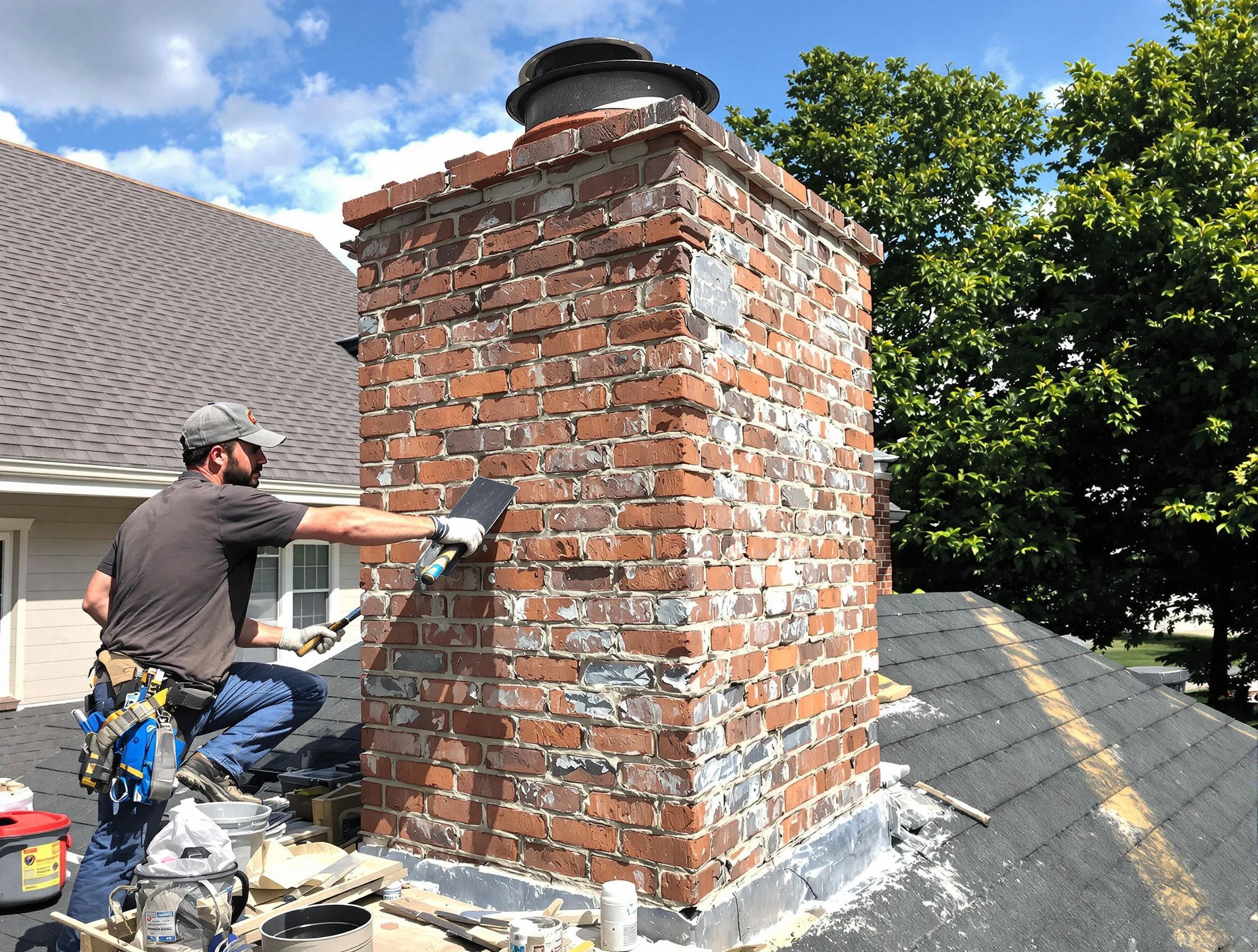 Completed chimney rebuild by Bessemer Chimney Sweep in Bessemer, AL